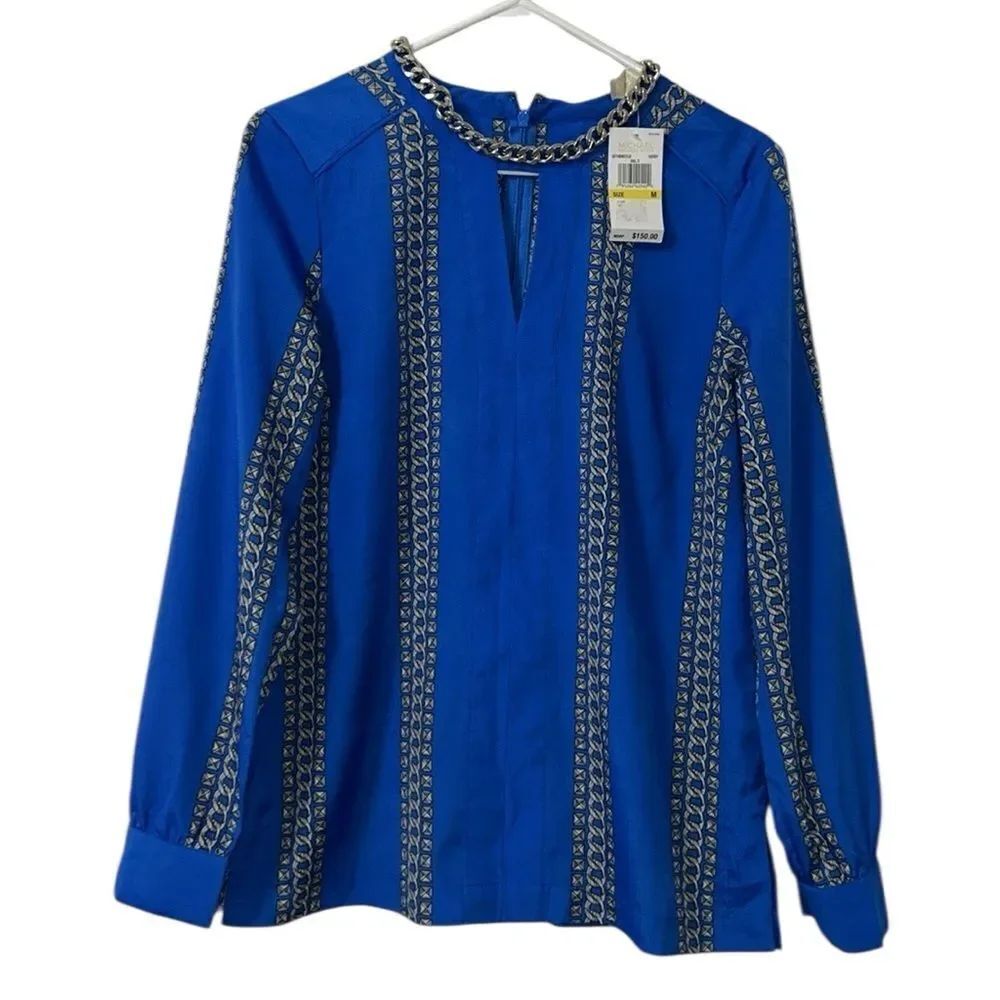 Michael Kors Blue/Grey Long Sleeve Top(Size Medium)